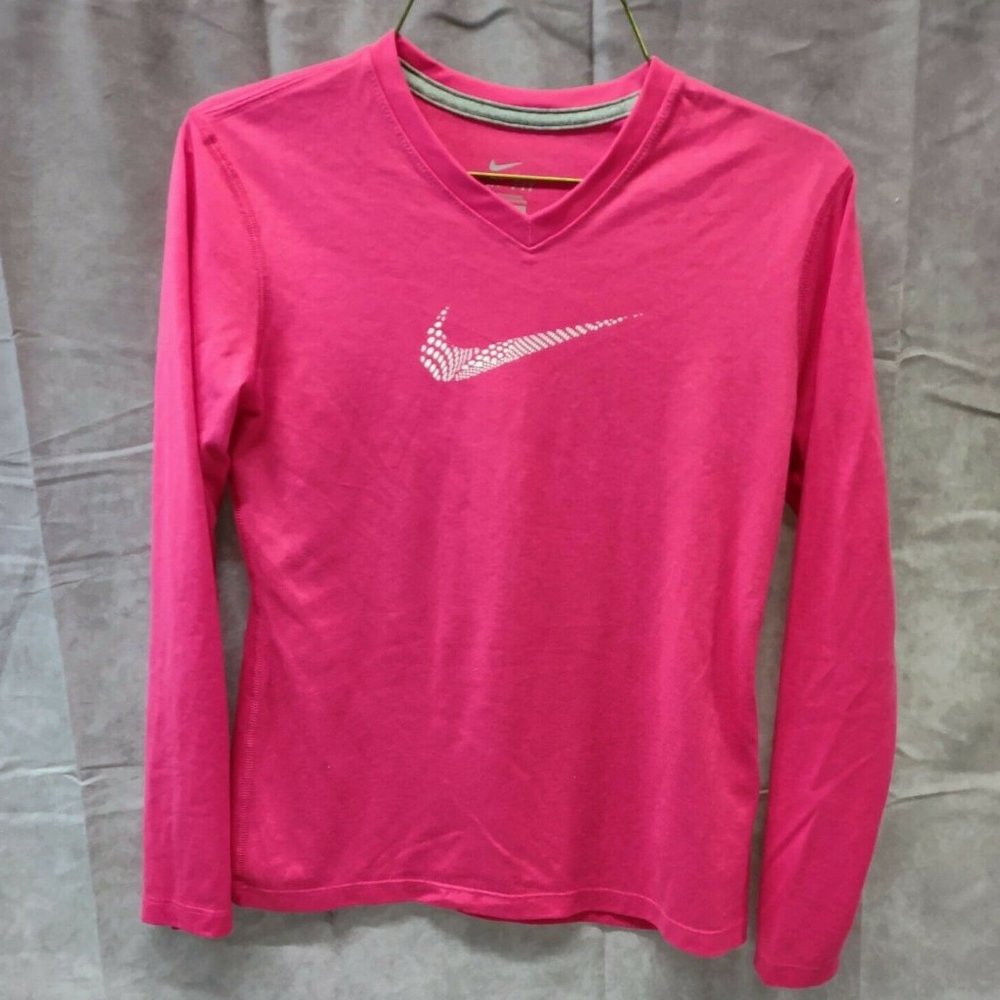 Nike Girl's Dri Fit Shirt Pink Sz L/ Stretch